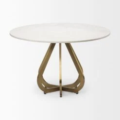 Valentin White Marble | Gold Metal Dining Table -France and So Furniture 0025959 68238 AB C