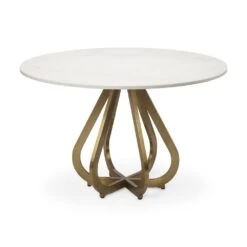 Valentin White Marble | Gold Metal Dining Table