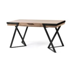 Orville Brown Wood | Black Iron Office Desk