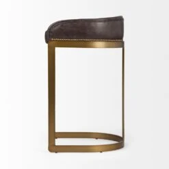 Derek Black Leather | Antiqued Gold Metal | Bar Stool 15 Derek Black Leather | Antiqued Gold Metal | Bar Stool -France and So Furniture 0033099 67080 C