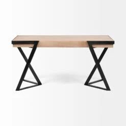 Orville Brown Wood | Black Iron Office Desk -France and So Furniture 0034178 68488 D