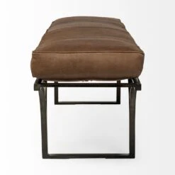 Joyce Brown Leather | Black Metal Bench 11 Joyce Brown Leather | Black Metal Bench -France and So Furniture 0037088 69062 C