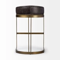 Derek Black Leather | Antiqued Gold Metal | Bar Stool 16 Derek Black Leather | Antiqued Gold Metal | Bar Stool -France and So Furniture 0040318 67080 D