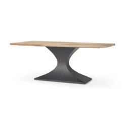 Maximus Light Brown Wood | Dark Gunmetal Dining Table