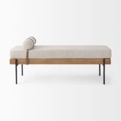 Eamon Beige Fabric | Black Metal Bench -France and So Furniture 0063300 70039 B