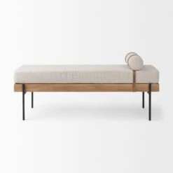Eamon Beige Fabric | Black Metal Bench -France and So Furniture 0063302 70039 D