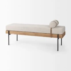 Eamon Beige Fabric | Black Metal Bench -France and So Furniture 0063303 70039 E