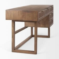 Sailor Medium Brown Wood | Cane Accent Office Desk -France and So Furniture 0063568 69898 E