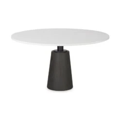 Fabian White Marble | Black Wood Dining Table