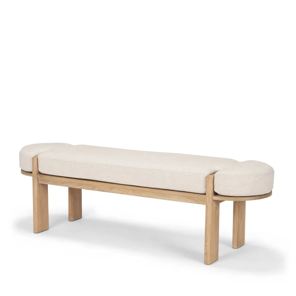 Althea Light Brown Wood | Oatmeal Fabric Bench 1 Althea Light Brown Wood | Oatmeal Fabric Bench