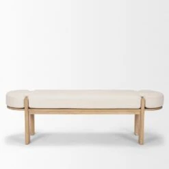 Althea Light Brown Wood | Oatmeal Fabric Bench 12 Althea Light Brown Wood | Oatmeal Fabric Bench -France and So Furniture 0088207 70803 B