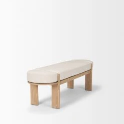 Althea Light Brown Wood | Oatmeal Fabric Bench 14 Althea Light Brown Wood | Oatmeal Fabric Bench -France and So Furniture 0088209 70803 D