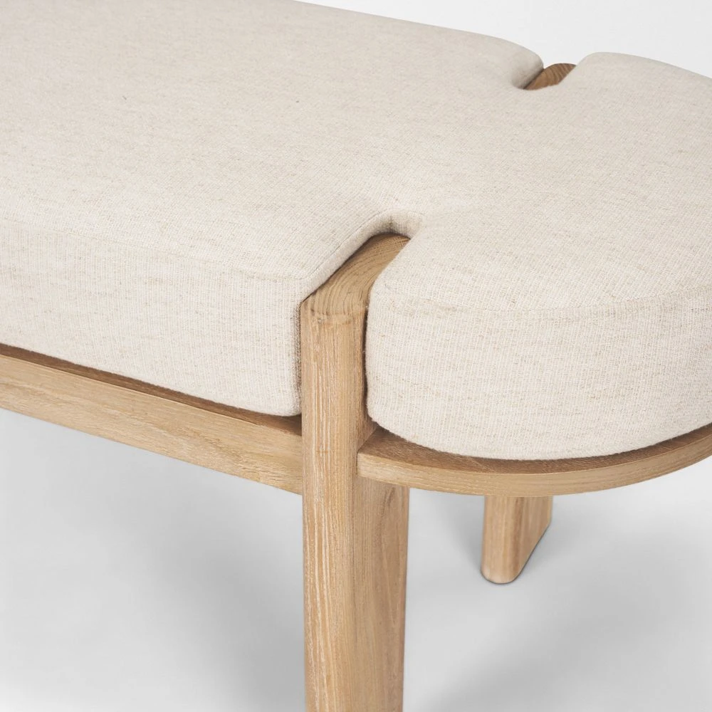 Althea Light Brown Wood | Oatmeal Fabric Bench 8 Althea Light Brown Wood | Oatmeal Fabric Bench - Image 8