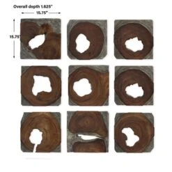 Jungle Wood Wall Art, Set/9 -France and So Furniture 04349 4