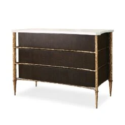 Contoured Chest Of Drawers - Walnut And Gold Leaf