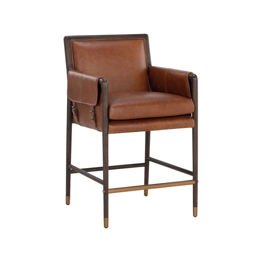 Mauti Counter Stool - Brown - Shalimar Tobacco Leather 3 Mauti Counter Stool - Brown - Shalimar Tobacco Leather - Image 3