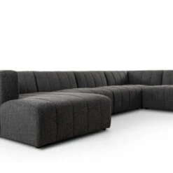 Log Channeled 6-Piece LAF Chaise Sectional - Saxon Charcoal -France and So Furniture 100193 004 DET 1