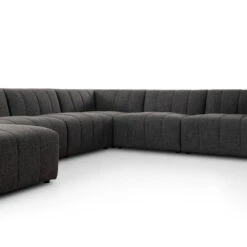 Log Channeled 6-Piece LAF Chaise Sectional - Saxon Charcoal -France and So Furniture 100193 004 DET 2
