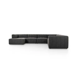 Log Channeled 6-Piece LAF Chaise Sectional - Saxon Charcoal