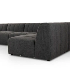 Log Channeled 5-Piece Sectional - LAF Chaise - Saxon Charcoal -France and So Furniture 100194 004 DET 1