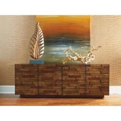 Criss Cross Media Console - Light Brown -France and So Furniture 100NL 661 R