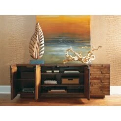Criss Cross Media Console - Light Brown -France and So Furniture 100NL 661 open R