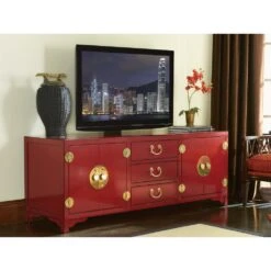 Pacific Isle Media Console - Red Coral -France and So Furniture 100SR 660 R