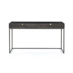 Shelby Writing Desk - Carved Vintage Brown