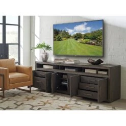 Hampton Long Media/Home Office Console - Medium Brown 7 Hampton Long Media/Home Office Console - Medium Brown -France and So Furniture 102 661 WS Open