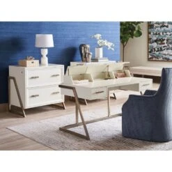 Langley Writing Desk - Linen White -France and So Furniture 105 410 WS Open