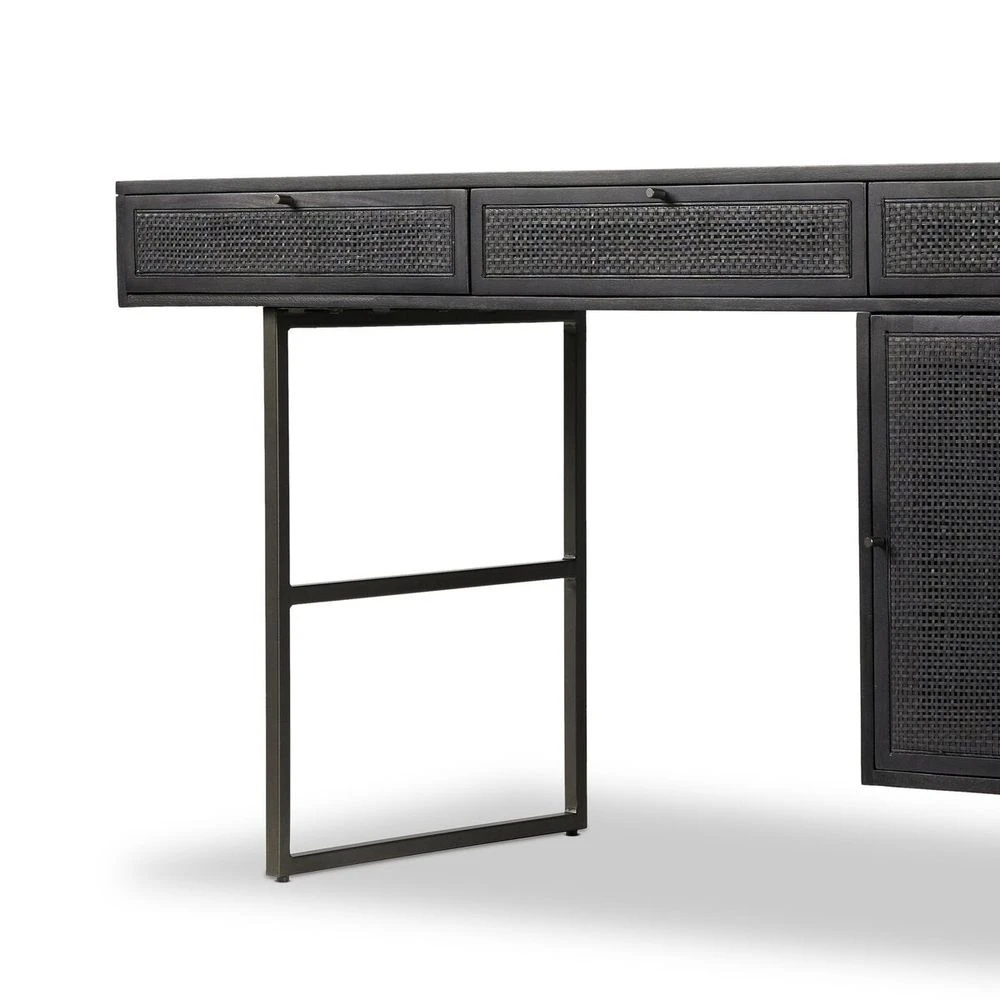 Loraine Desk - Black Wash W/ Black Cane 8 Loraine Desk - Black Wash W/ Black Cane - Image 8