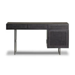 Loraine Desk - Black Wash W/ Black Cane