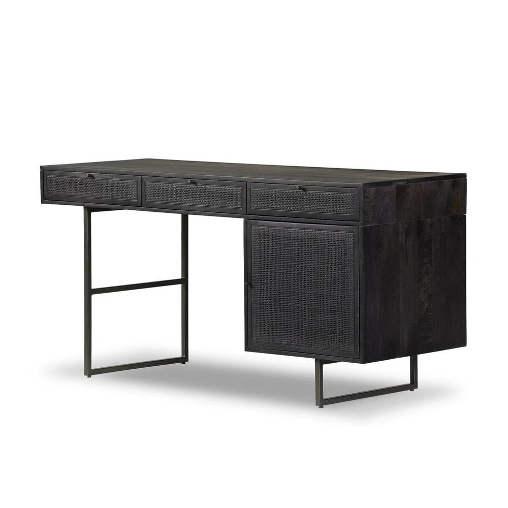 Loraine Desk - Black Wash W/ Black Cane 2 Loraine Desk - Black Wash W/ Black Cane - Image 2