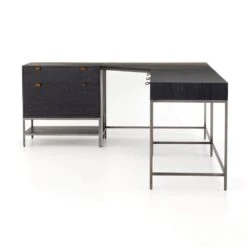 Troy 3pc L Shaped Desk System - Black Wash Poplar -France and So Furniture 107322 004 FRT 2