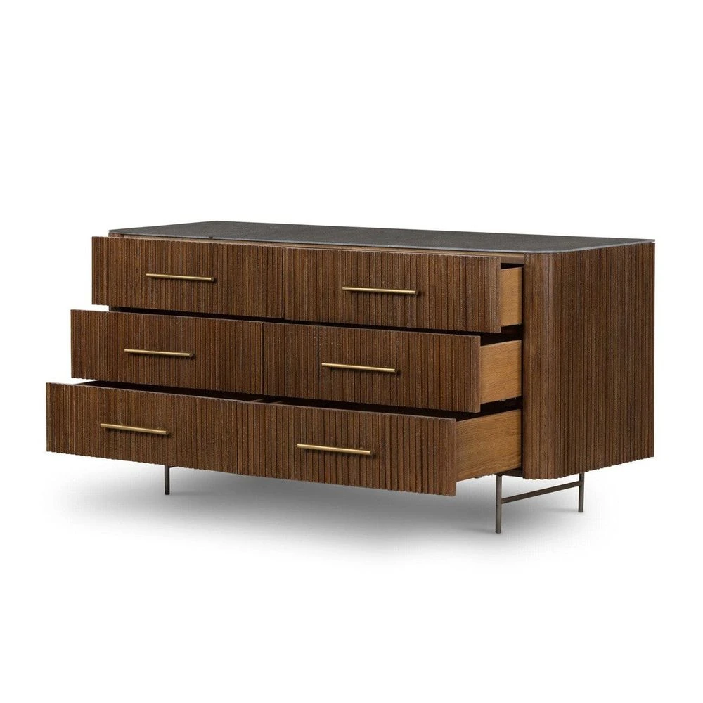 Magdalena 6 Drawer Dresser - Terra Brown Oak 5 Magdalena 6 Drawer Dresser - Terra Brown Oak - Image 5
