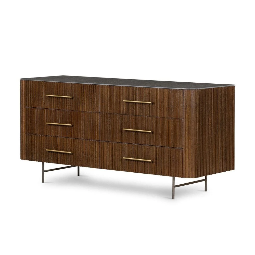 Magdalena 6 Drawer Dresser - Terra Brown Oak 4 Magdalena 6 Drawer Dresser - Terra Brown Oak - Image 4
