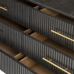 Magdalena 6 Drawer Dresser - Distressed Black -France and So Furniture 108725 003 DET 7