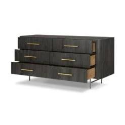 Magdalena 6 Drawer Dresser - Distressed Black -France and So Furniture 108725 003 OPN 1
