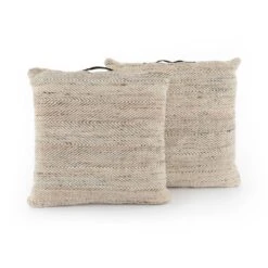 Eowyn Pouf-Set Heathered Wool - Eowyn Natural, Black