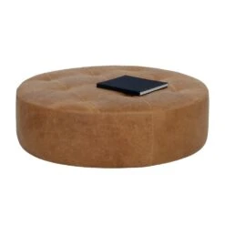 Nilda Round Leather Cocktail Ottoman -France and So Furniture 109015