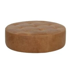 Nilda Round Leather Cocktail Ottoman