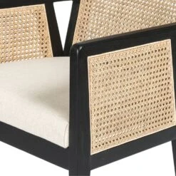 Thayer Cane Counter Stool - Brushed Ebony & Savile Flax -France and So Furniture 109035 017 DET 2