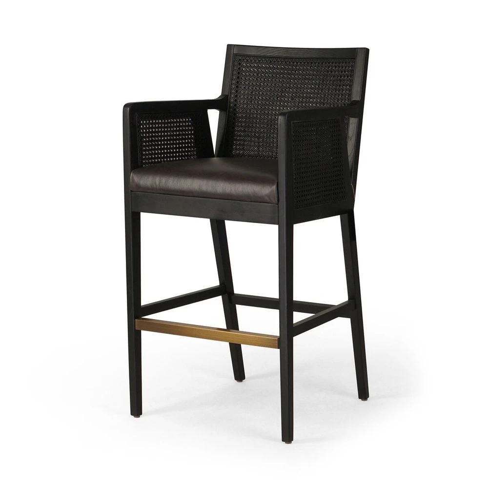 Thayer Cane Bar + Counter Stool - Bar Stool - Brushed Ebony - Sonoma Black 2 Thayer Cane Bar + Counter Stool - Bar Stool - Brushed Ebony - Sonoma Black - Image 2