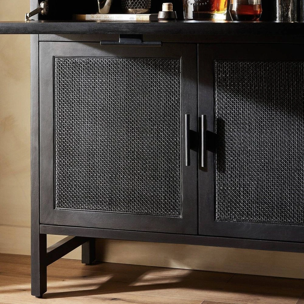 Spencer Bar Cabinet - Black W/ Black Wash Mango 5 Spencer Bar Cabinet - Black W/ Black Wash Mango - Image 5