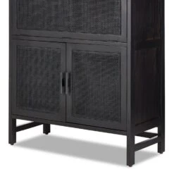 Spencer Bar Cabinet - Black W/ Black Wash Mango 28 Spencer Bar Cabinet - Black W/ Black Wash Mango -France and So Furniture 109084 004 DET 5