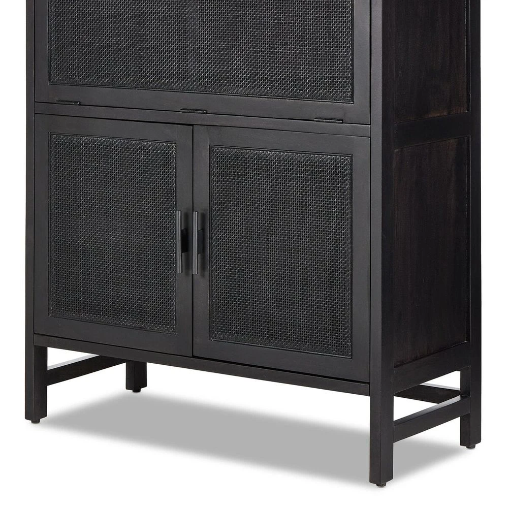 Spencer Bar Cabinet - Black W/ Black Wash Mango 9 Spencer Bar Cabinet - Black W/ Black Wash Mango - Image 9