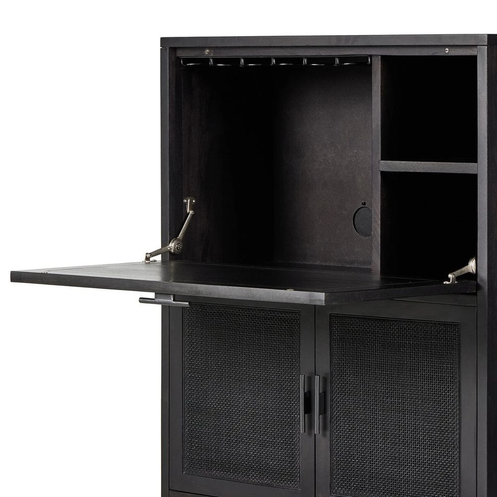 Spencer Bar Cabinet - Black W/ Black Wash Mango 7 Spencer Bar Cabinet - Black W/ Black Wash Mango - Image 7
