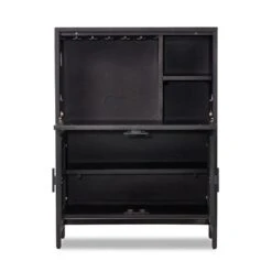 Spencer Bar Cabinet - Black W/ Black Wash Mango 25 Spencer Bar Cabinet - Black W/ Black Wash Mango -France and So Furniture 109084 004 OPN 1