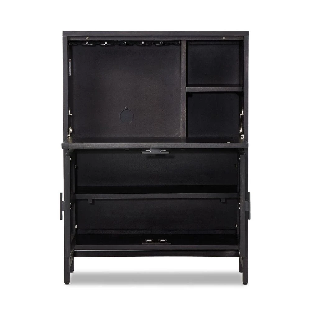 Spencer Bar Cabinet - Black W/ Black Wash Mango 6 Spencer Bar Cabinet - Black W/ Black Wash Mango - Image 6