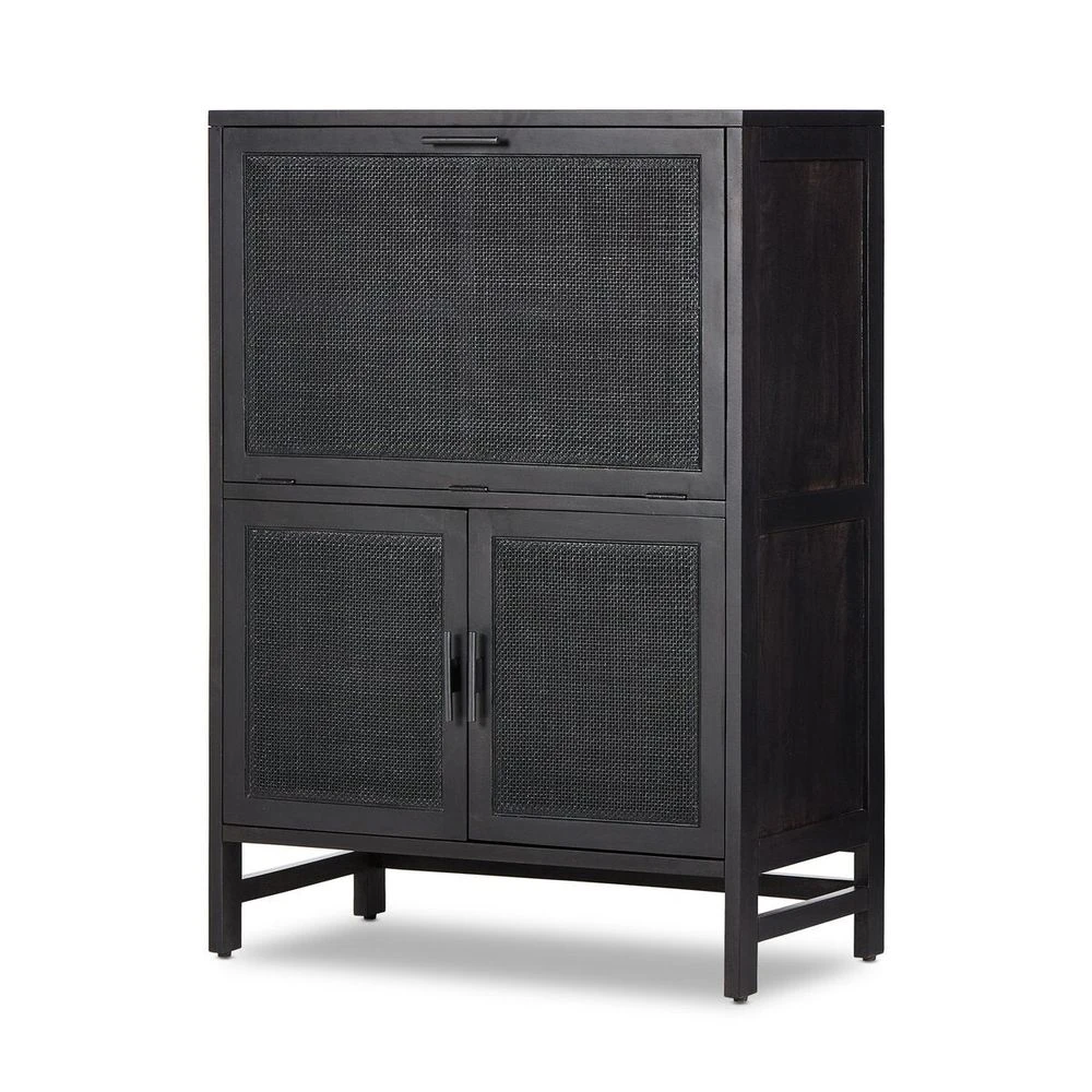 Spencer Bar Cabinet - Black W/ Black Wash Mango 1 Spencer Bar Cabinet - Black W/ Black Wash Mango